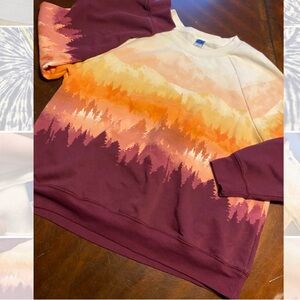 Old Navy Forest Horizon Sweatshirt - Burgundy and Orange